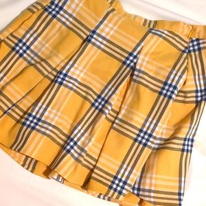 SO yellow and blue plaid skirt